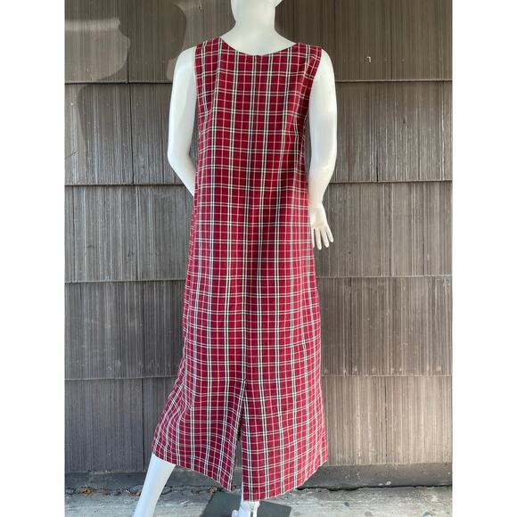 🔥VTG Mountain Lake Plaided Red Jumper Dress School Preppy Cottage Grunge Sz MP - Picture 5 of 9